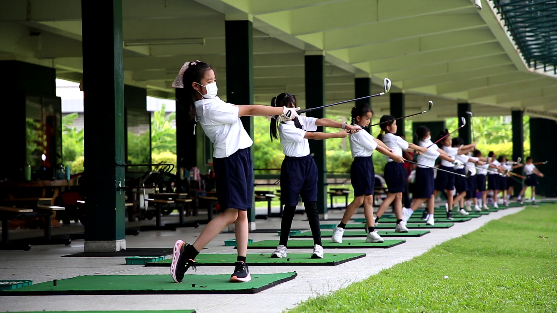 Primary students at Ek Burapa School private driving range — EP school Bangkok with world-class facilities, Minburi Saphan Sung